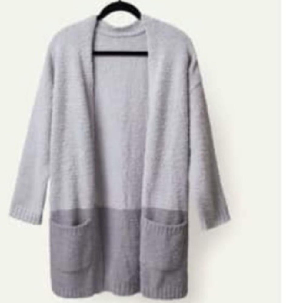 🕶️NWT⚡️Thread & Supply Grey Open Front Cozy Pocket Cardigan L/XL - Picture 2 of 9
